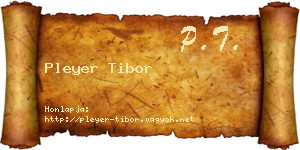 Pleyer Tibor névjegykártya